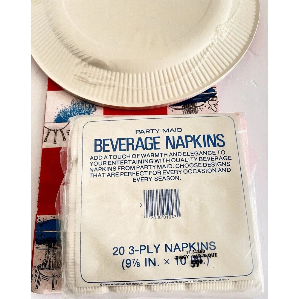 Vintage Ziggy Bar-B-Que Party Set Tablecloth Plates Napkins NOS 1978
